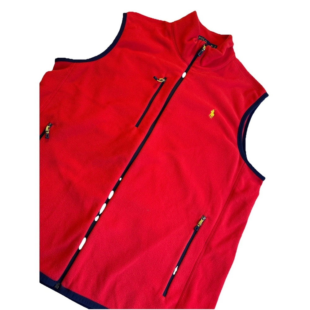 Ralph Lauren Polo Sport Performance Fleece Vest Mens XL Red Nautical Colors